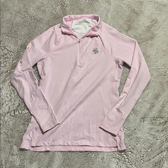 Peter Millar pink pinstripe quarter zip shirt - Picture 1 of 2